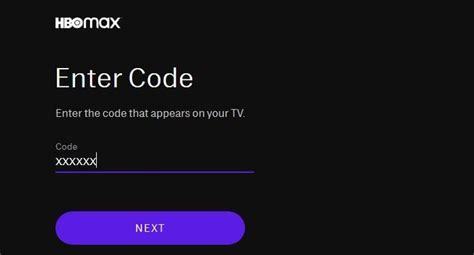 hbo max/tv sign in code